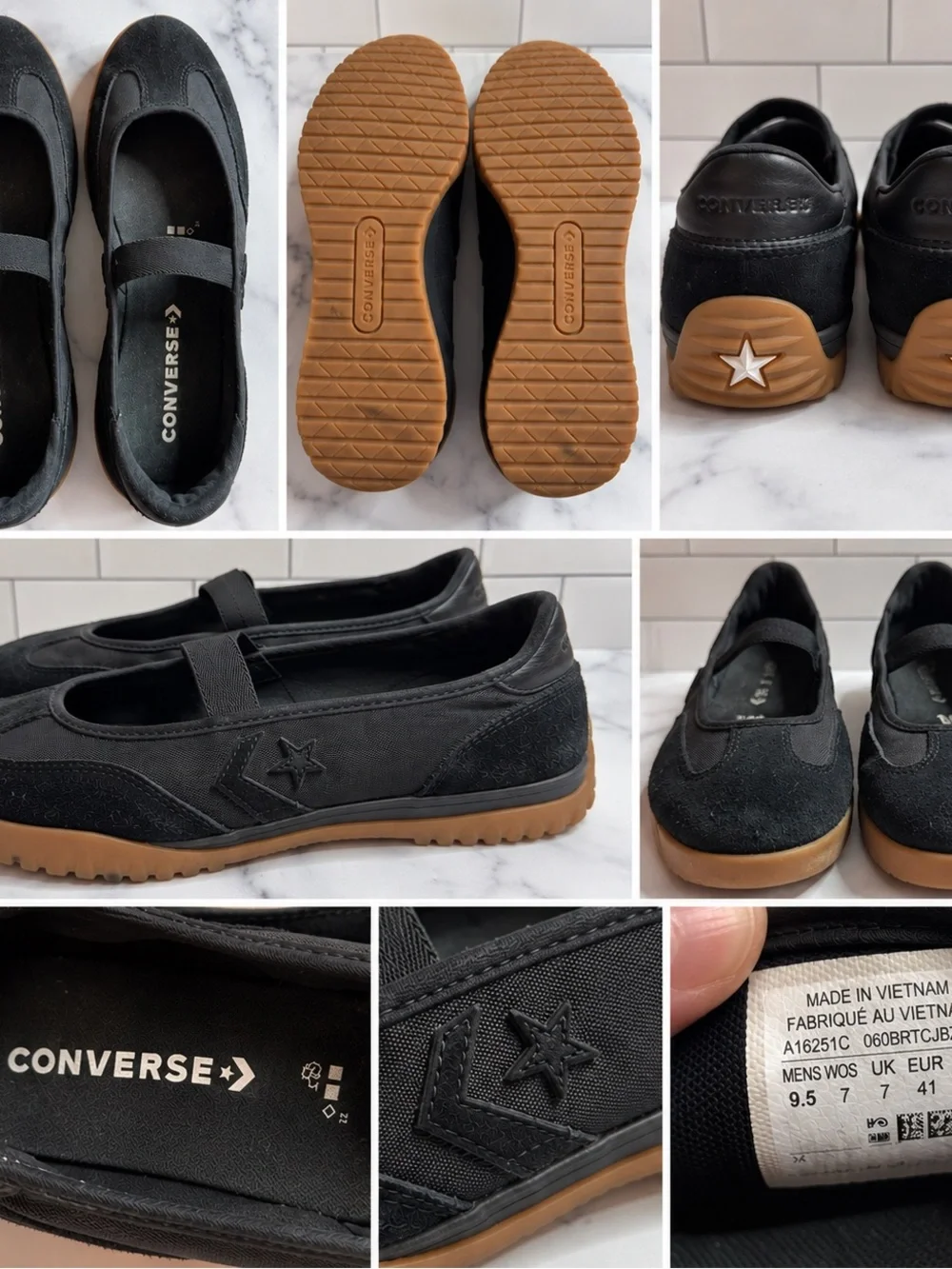 Converse Run Star Trainer Ballet Flats Black Gum Women’s 9.5 A16251C